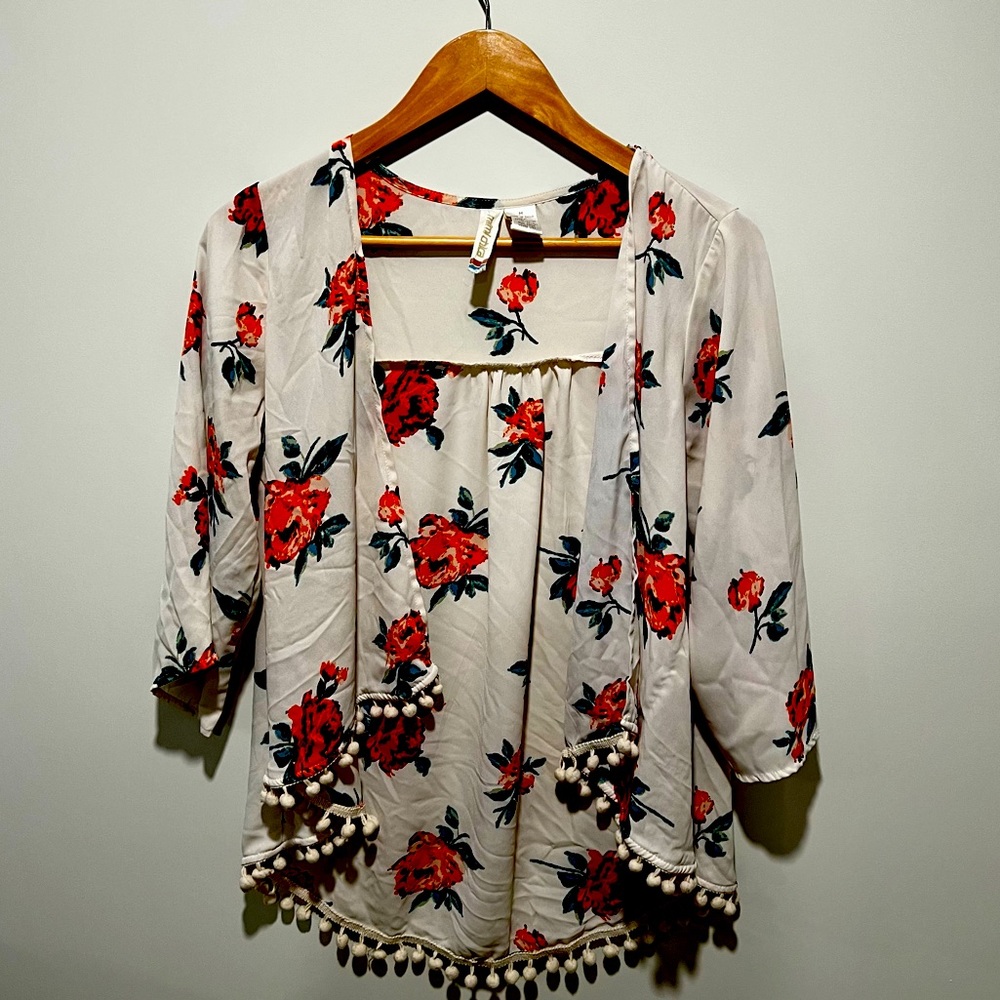Fun floral cover up with tassels